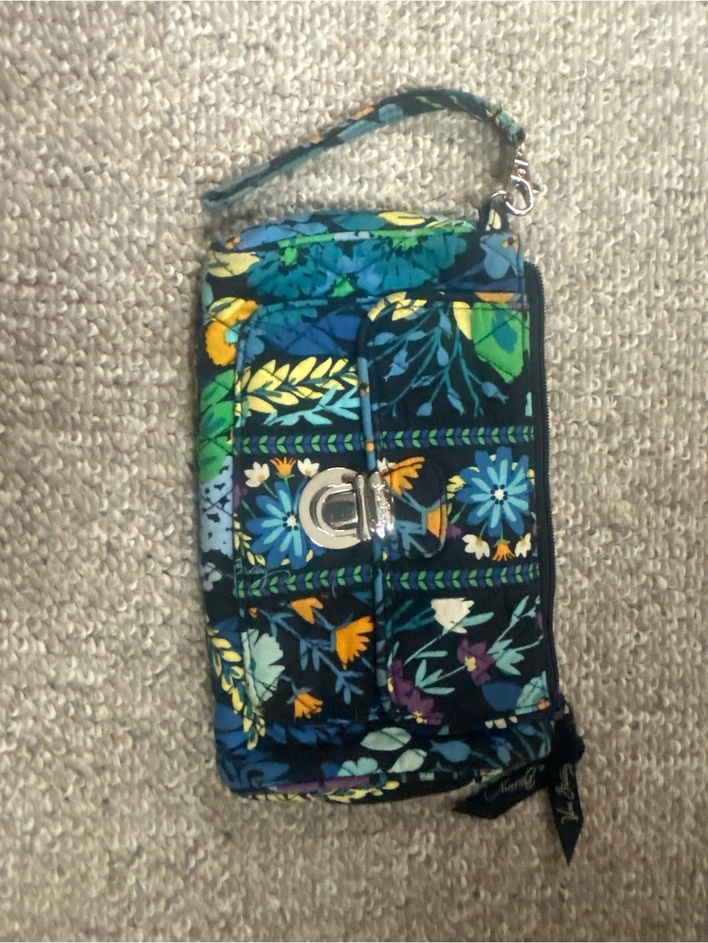 Vera Bradley Floral Quilted Wristlet in Blue Multi